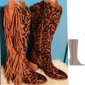 Leopard Boots with Fringe